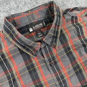 Alaskan Hardgear Button Down Shirt 2XL Gray Red Plaid Short Sleeve Men's